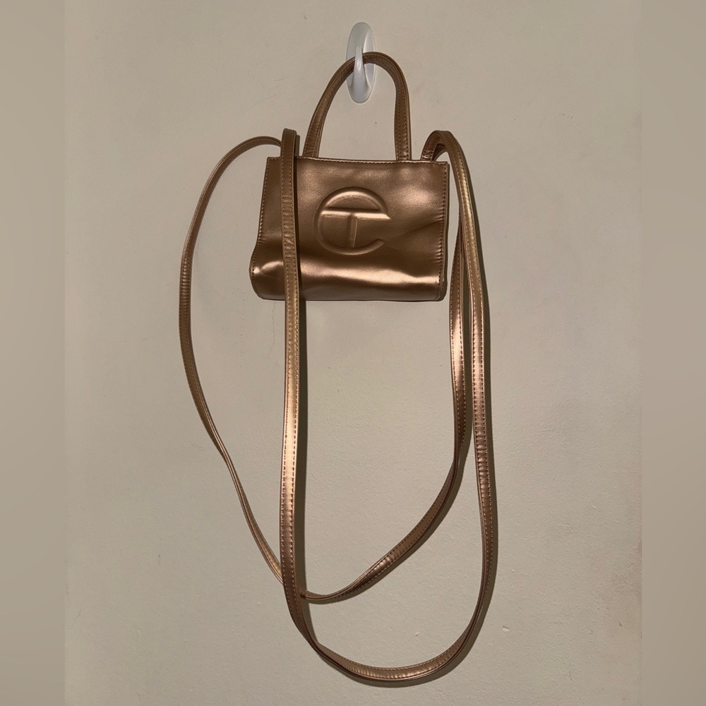 Smal telfar shopper bag in copper metallic